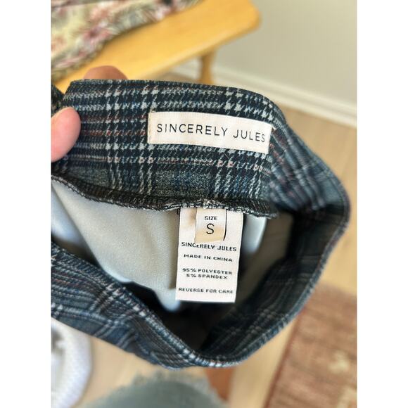 Sincerely Jules Gray Plaid Dress Pants Size Small Straight Leg Stretch Trousers - Picture 7 of 7